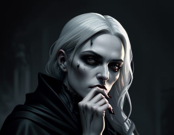 Ethereal Woman in Dark Romantic Oil Painting