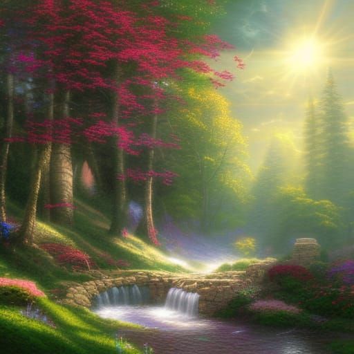 Ethereal Fantasy Landscape with Light and Mist