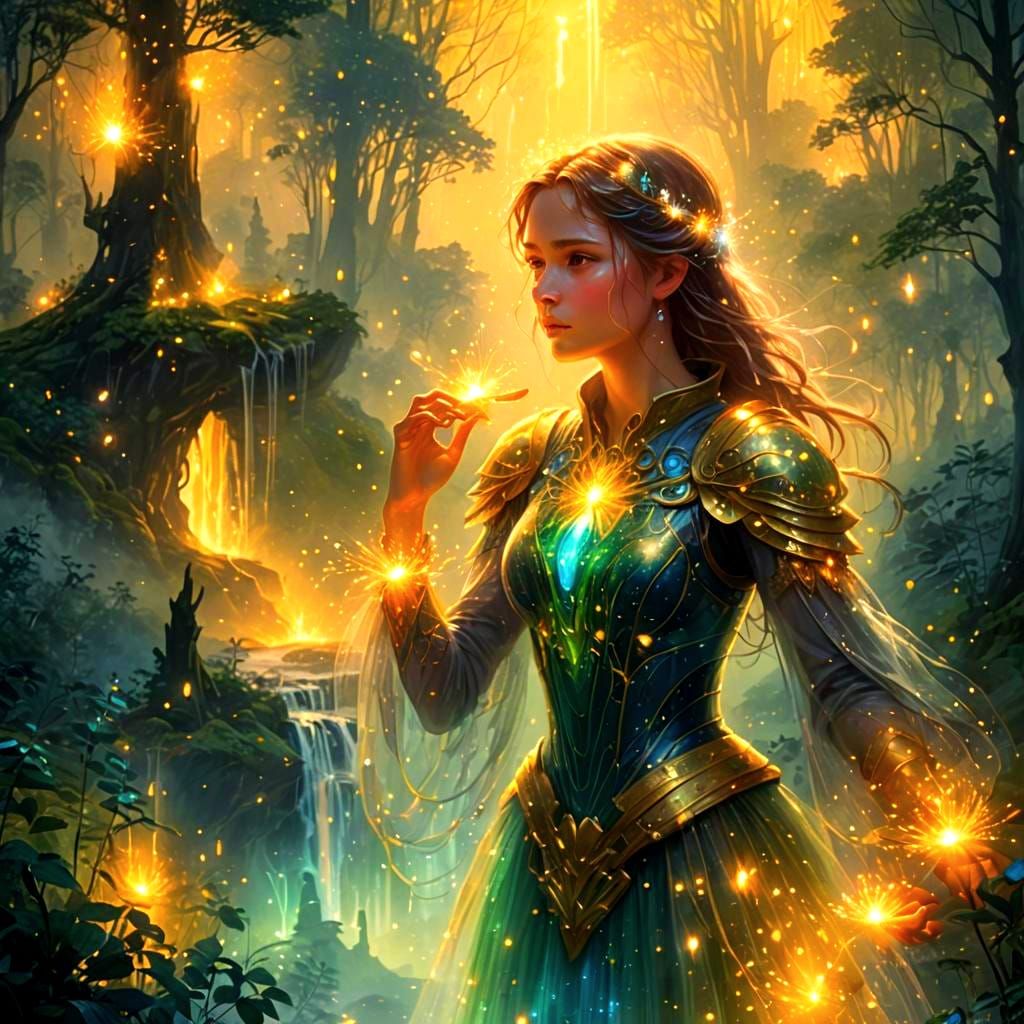 Ethereal Fantasy Landscape with Sparkling Details