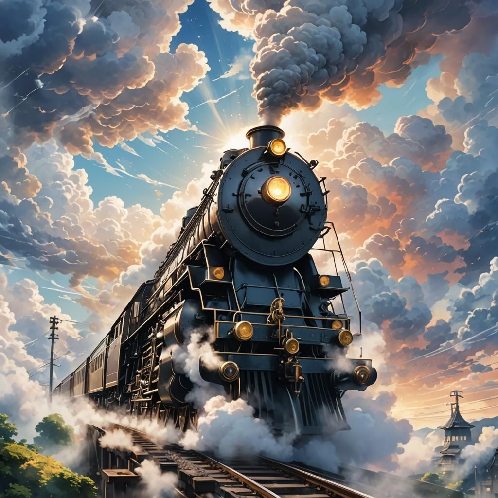 Anime Steam Train Ascending to Heaven