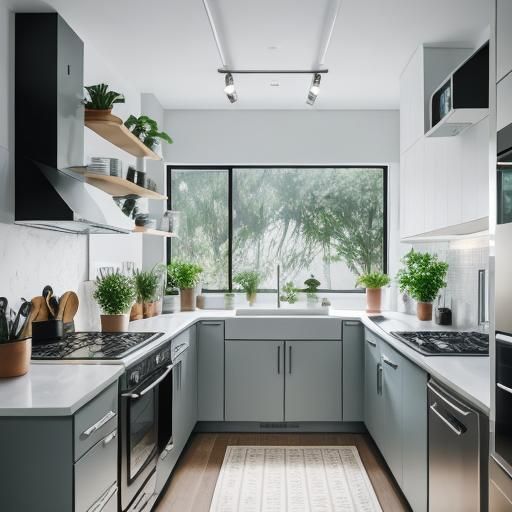 Modern Kitchen with Plants: Professional Photography
