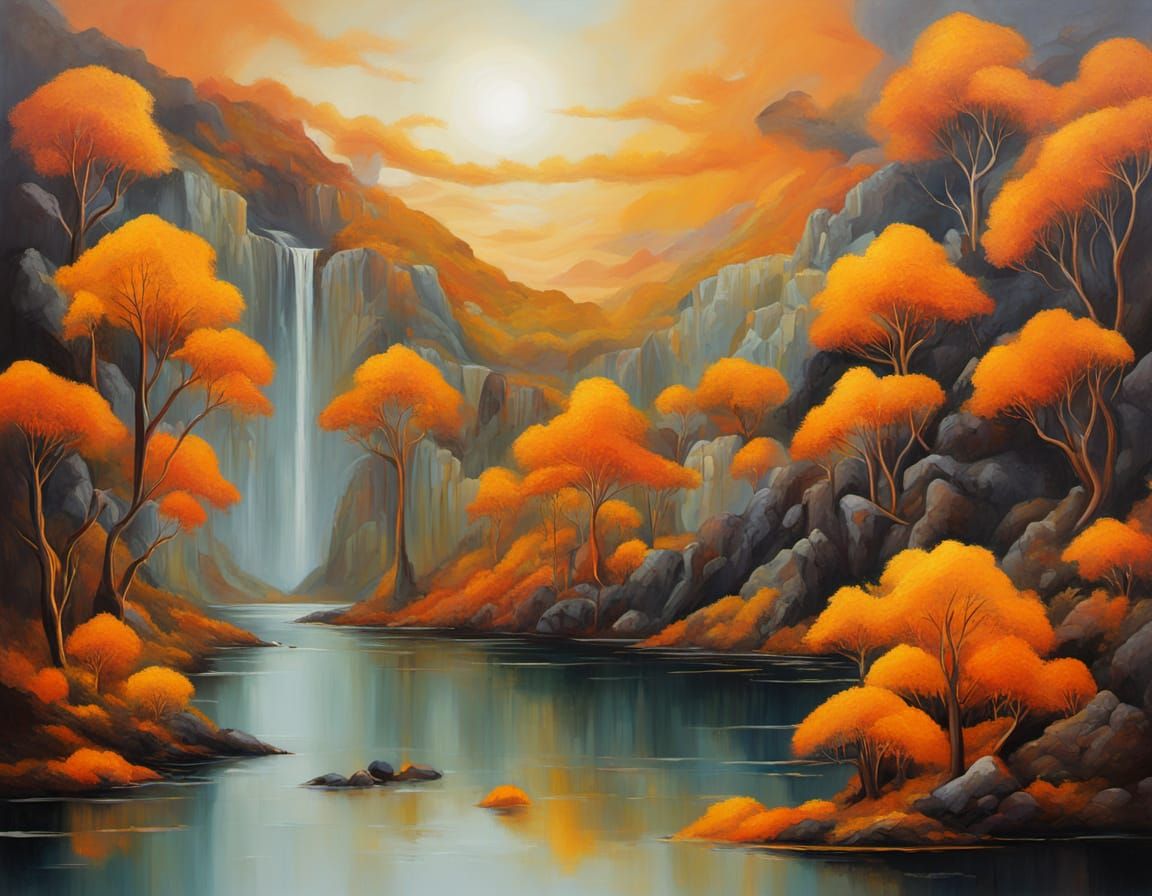 Surreal Abstract Painting of Paradise Amber Argent