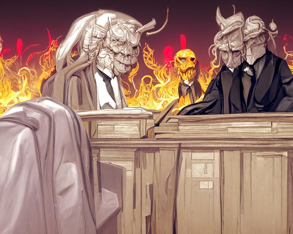 Hell Court: Demons as Lawyers in Digital Art