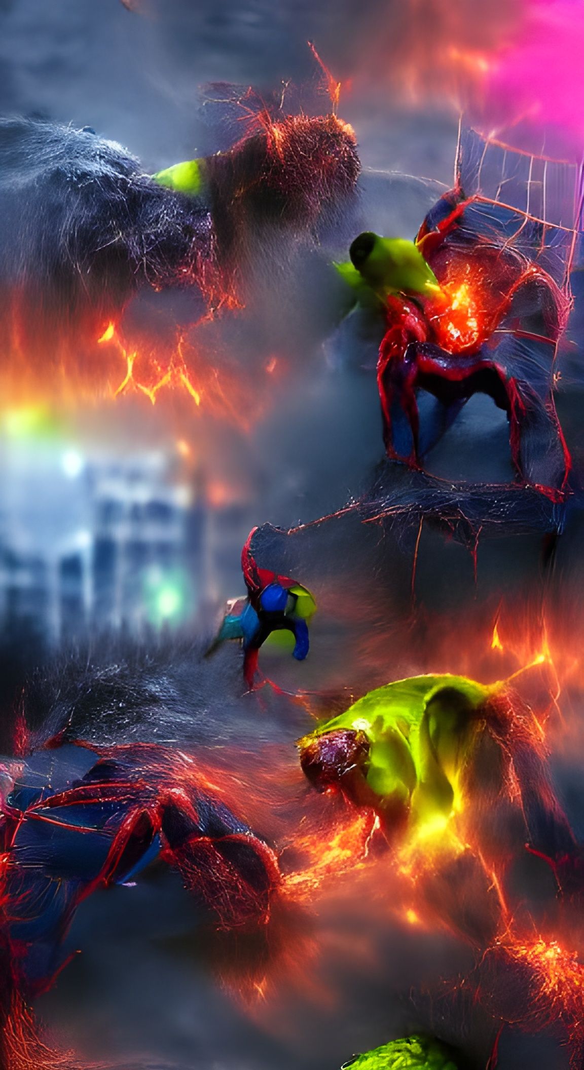 Radioactive Spider-Man vs Mutated Hulk: Neon Hellscape