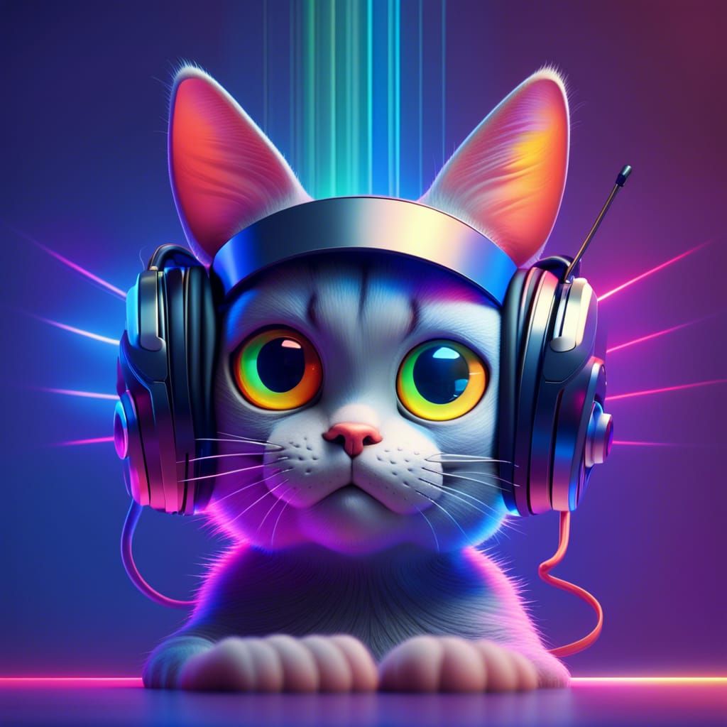 Cat with Laser Eyes in Pixar Style