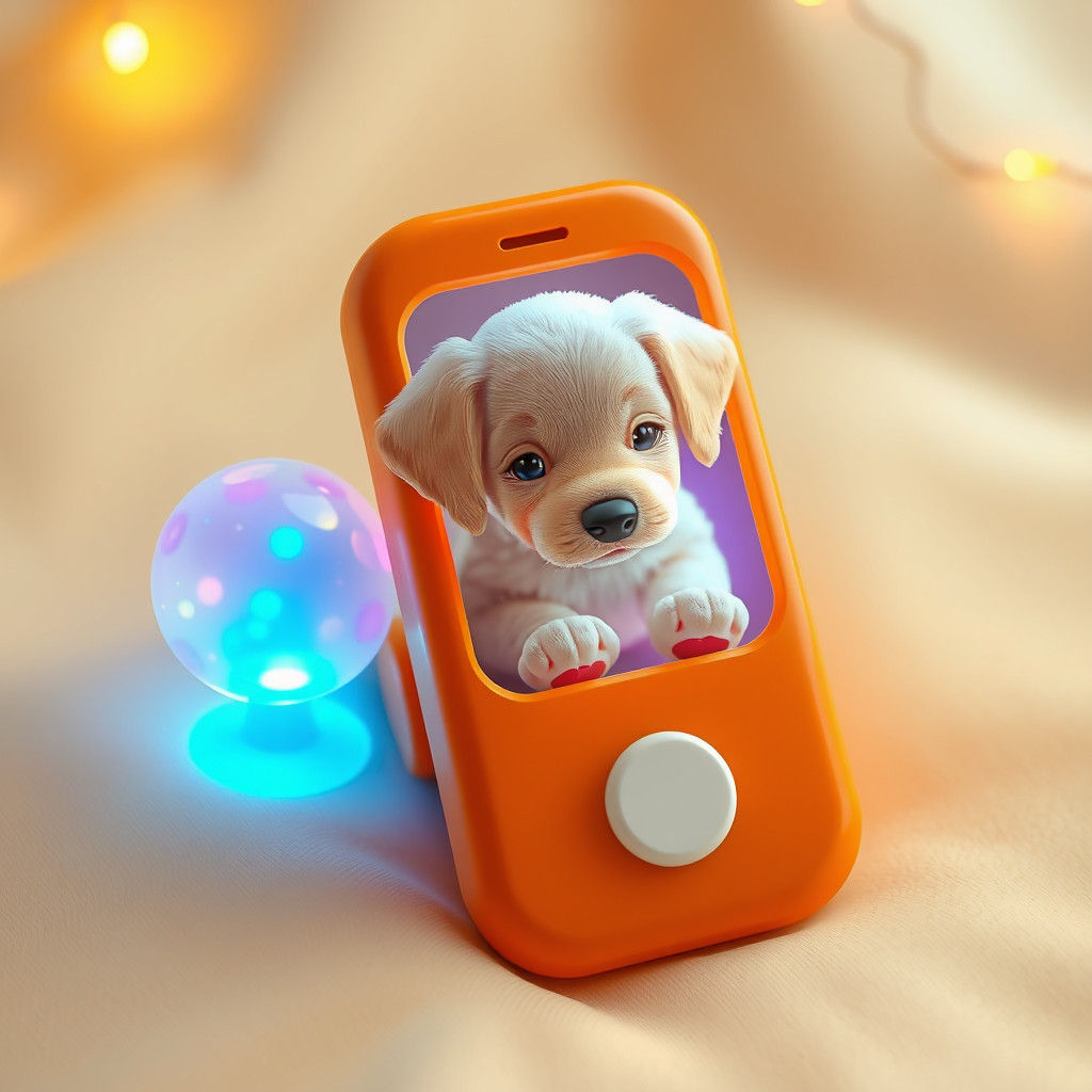 Playful Toy Phone with Hologram Puppy