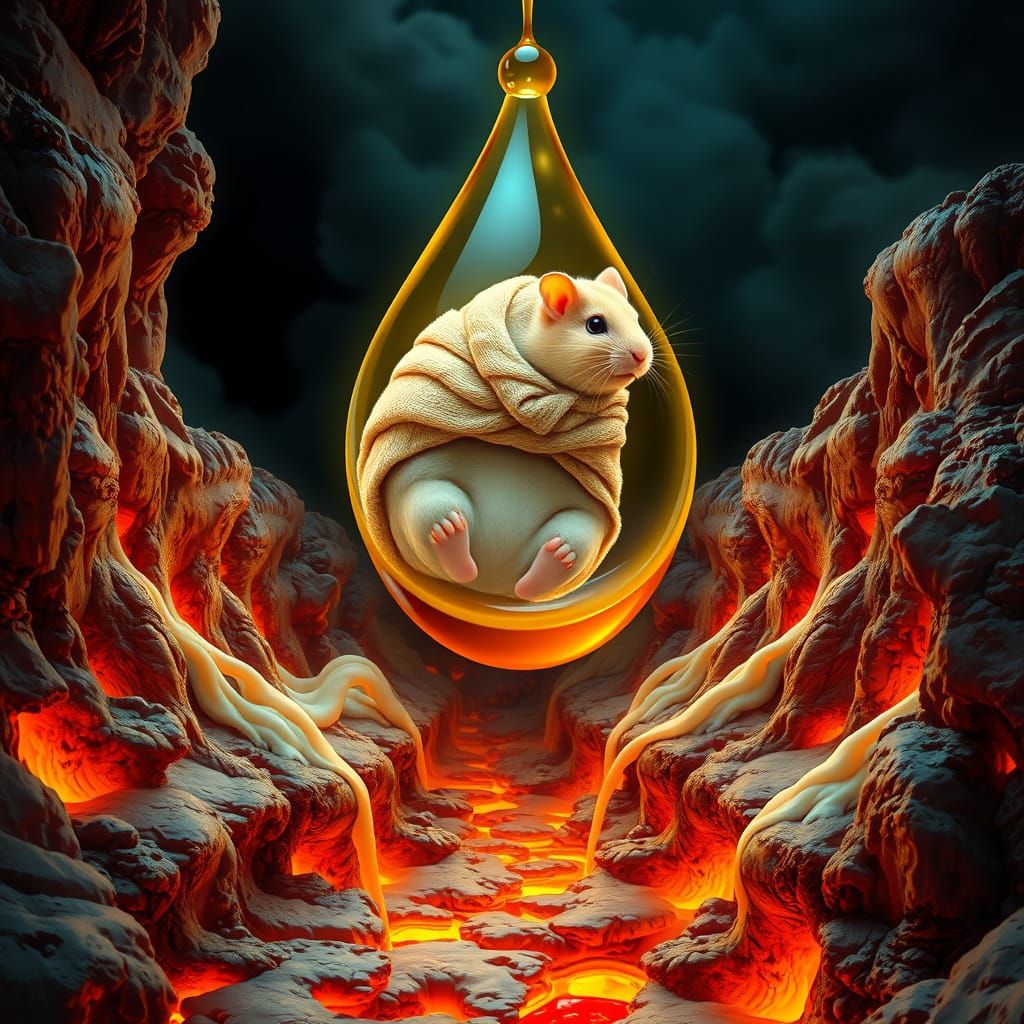 A phosphorescent clothed psychotic hamster formed from honey...