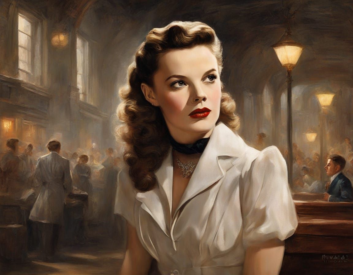 Judy Garland Portrait in Impasto Chalk Art Style