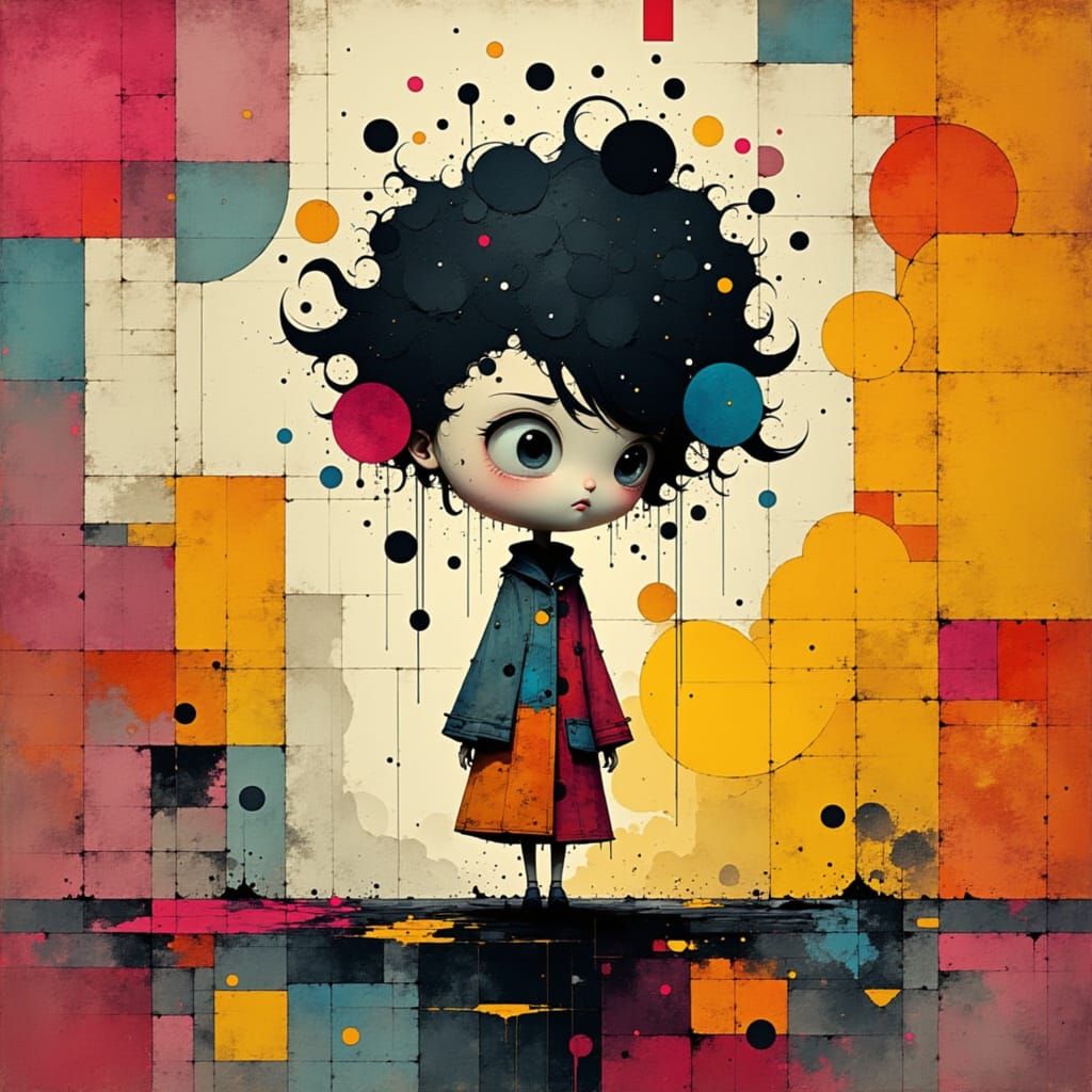 Colorful Inkblot Figure in Expressive Art Style