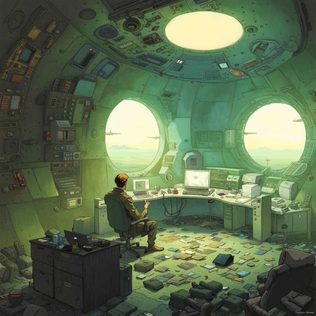 Sci-Fi Bunker Interior in Moebius Style
