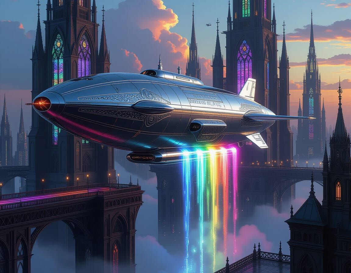 Teslapunk Airship Docks at Gothic Space Station