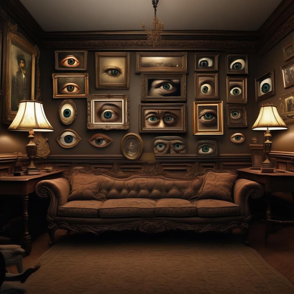 Eerie Room with Eye-Covered Wall: Matte Painting