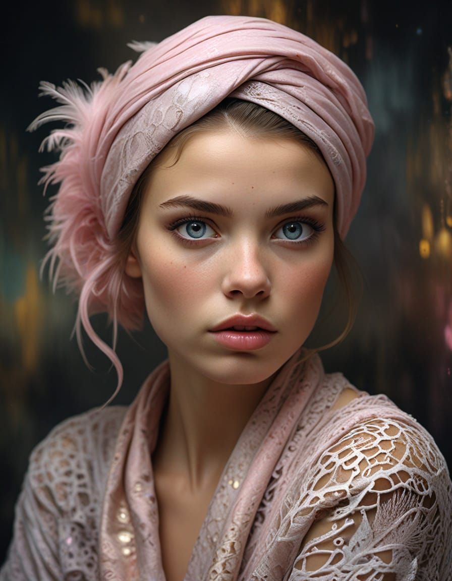 Avant Garde Portrait with Grunge Tattoos in Impasto Style