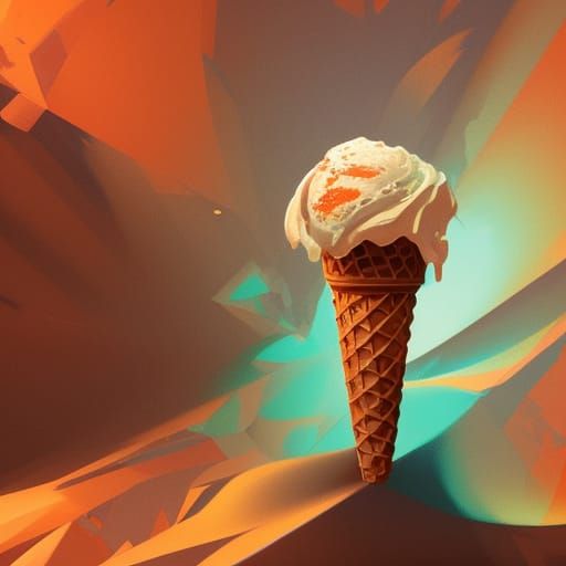 Hyperdetailed Ice Cream Cone in Digital Art Style