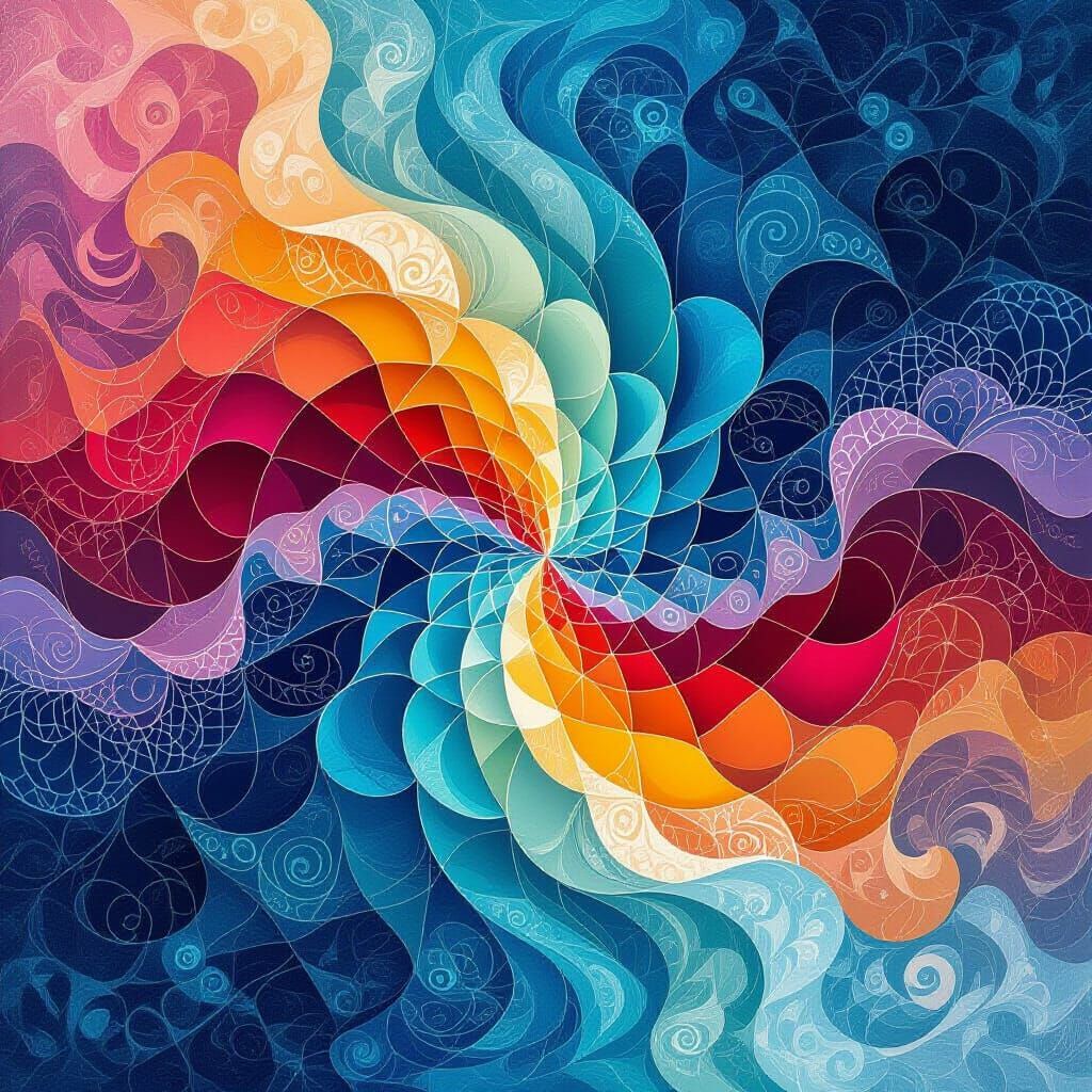 Vibrant Soundwaves in Abstract Fractal Art