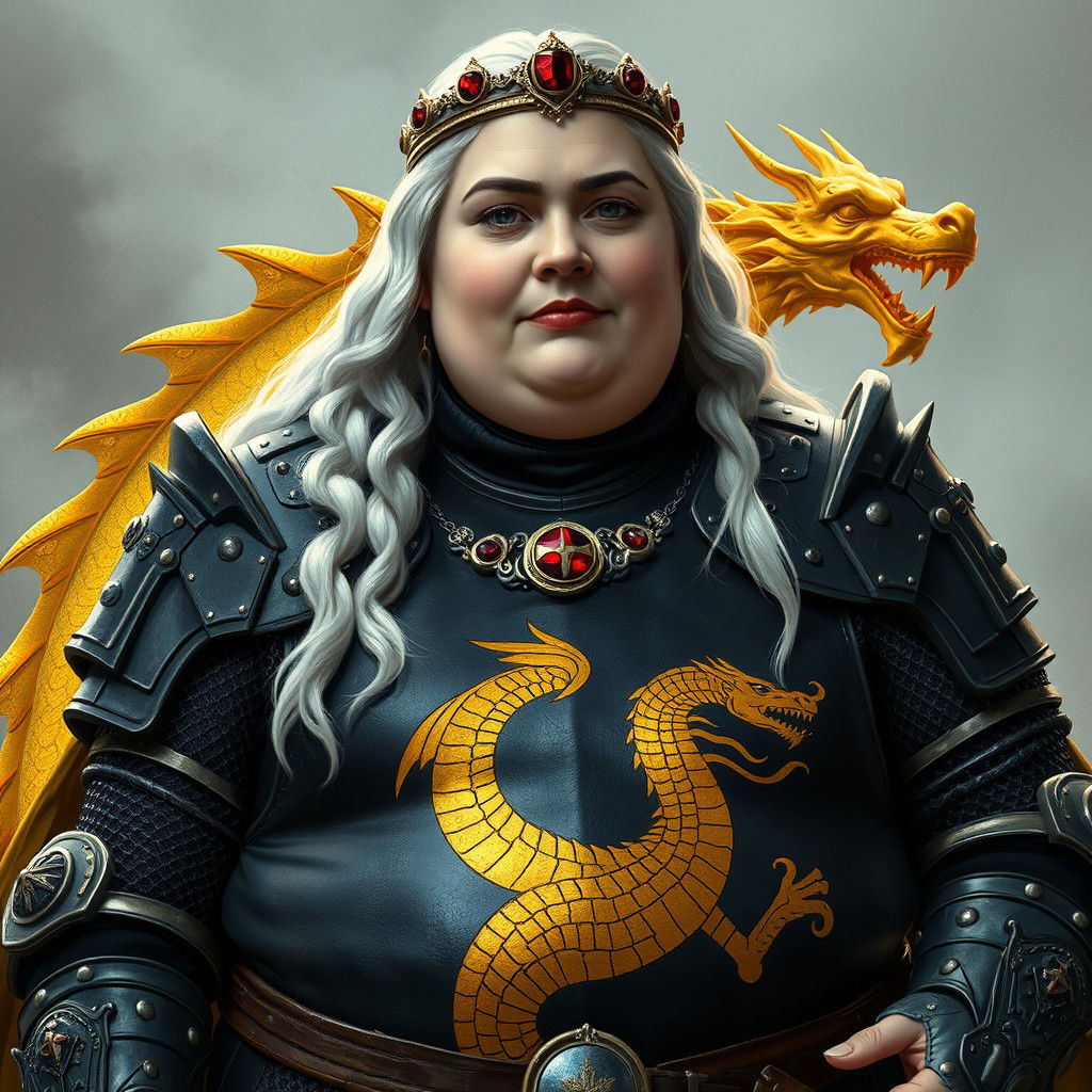 Medieval Queen with Dragon Armor, Detailed Digital Art