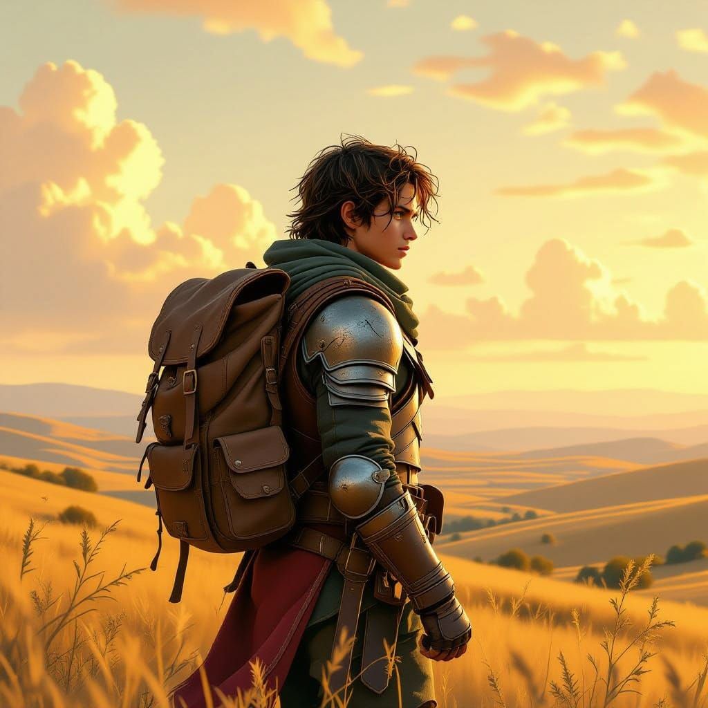 Epic Quest in a Golden Landscape