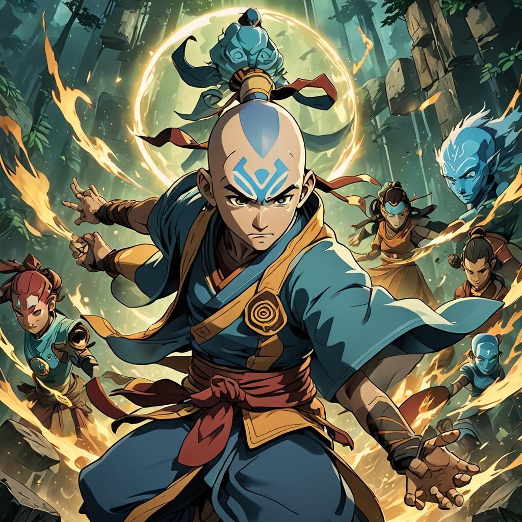 Avatar: The Rizz Airbender in Cel-Shaded Anime Style