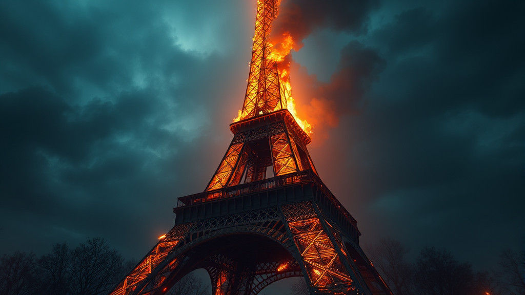 Eiffel Tower on Fire