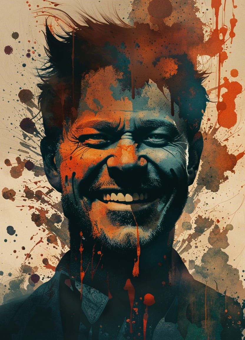 Demonic Double Exposure Portrait in Grunge Style