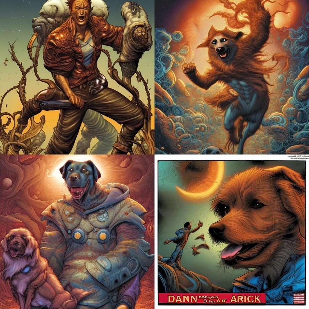 Happy Dog in Comic Book Art Style