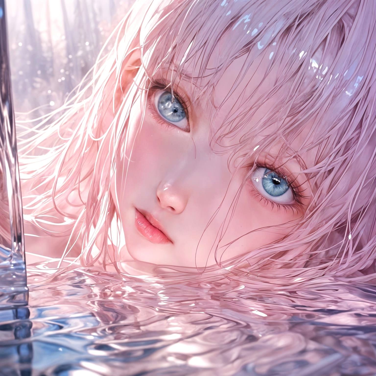 Dreamy Woman with Pale Pink Hair