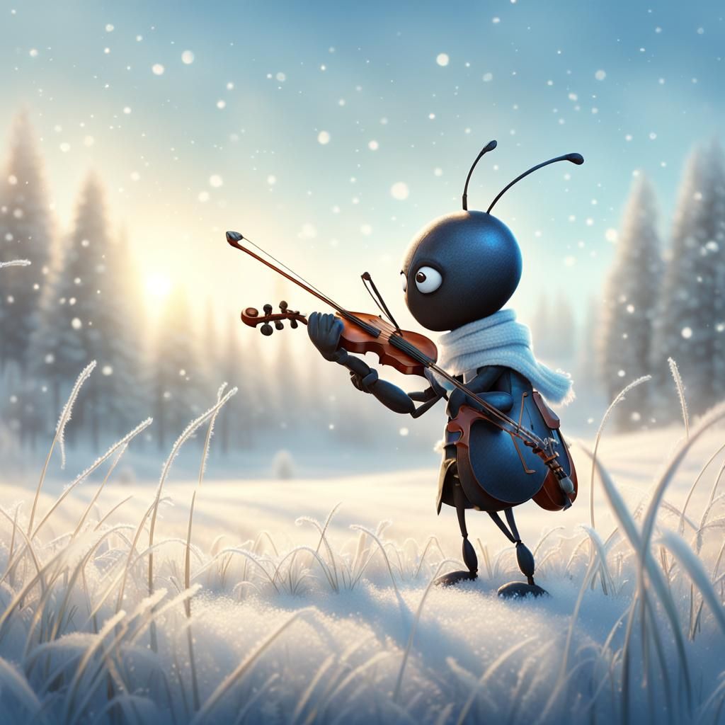 Whimsical Winter Scene: Frosty Field of White Grass