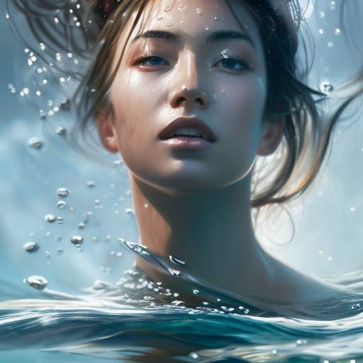 Underwater Woman Portrait in Digital Art Style