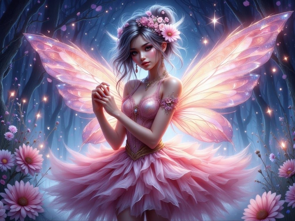 Ethereal Fairy Goddess in Iridescent Pink Tutu