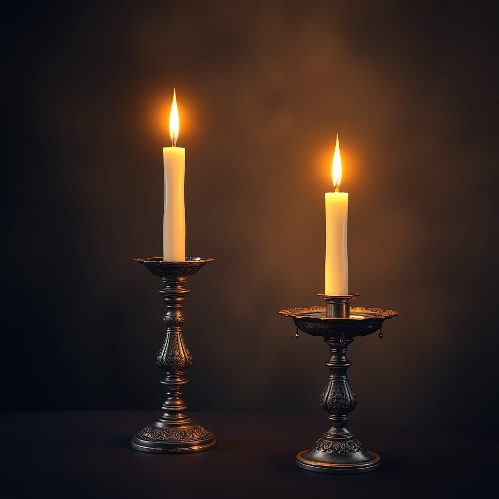 Surreal Silver Candlesticks Emerge from Flames in Fantasy Ar...