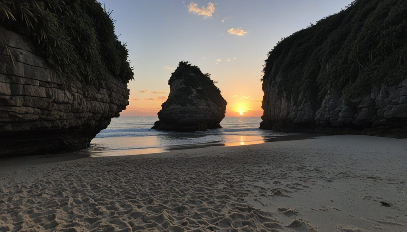 Sunrise on the Beach in a Vibrant Color Palette