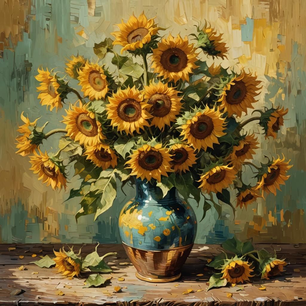 sunflowers in a rustic vase 2