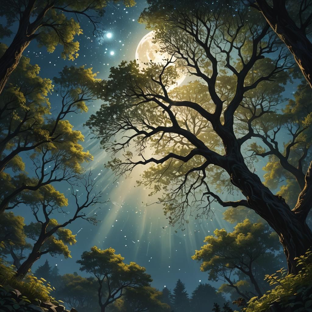 Hyperrealistic Summer Night Sky in Splash Art Style