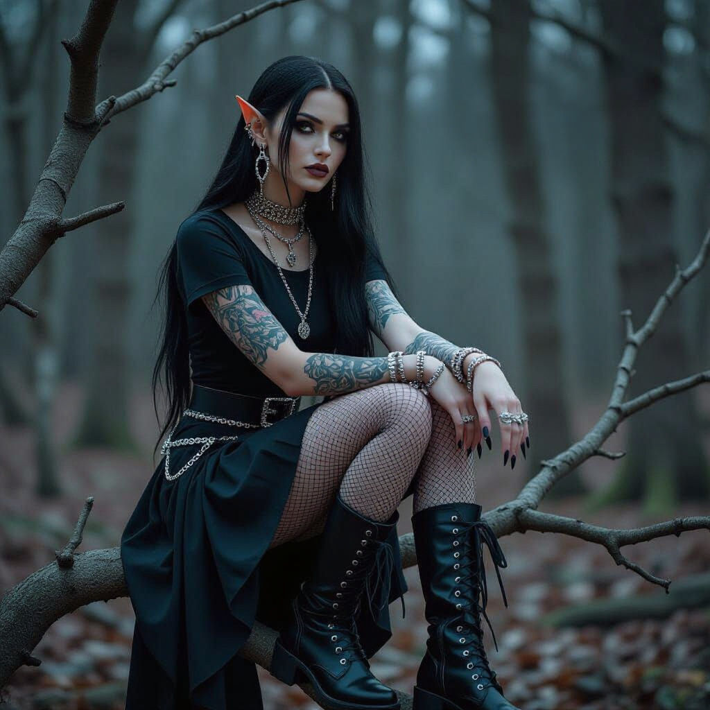 Gothic Elf Album Cover in Dark Forest