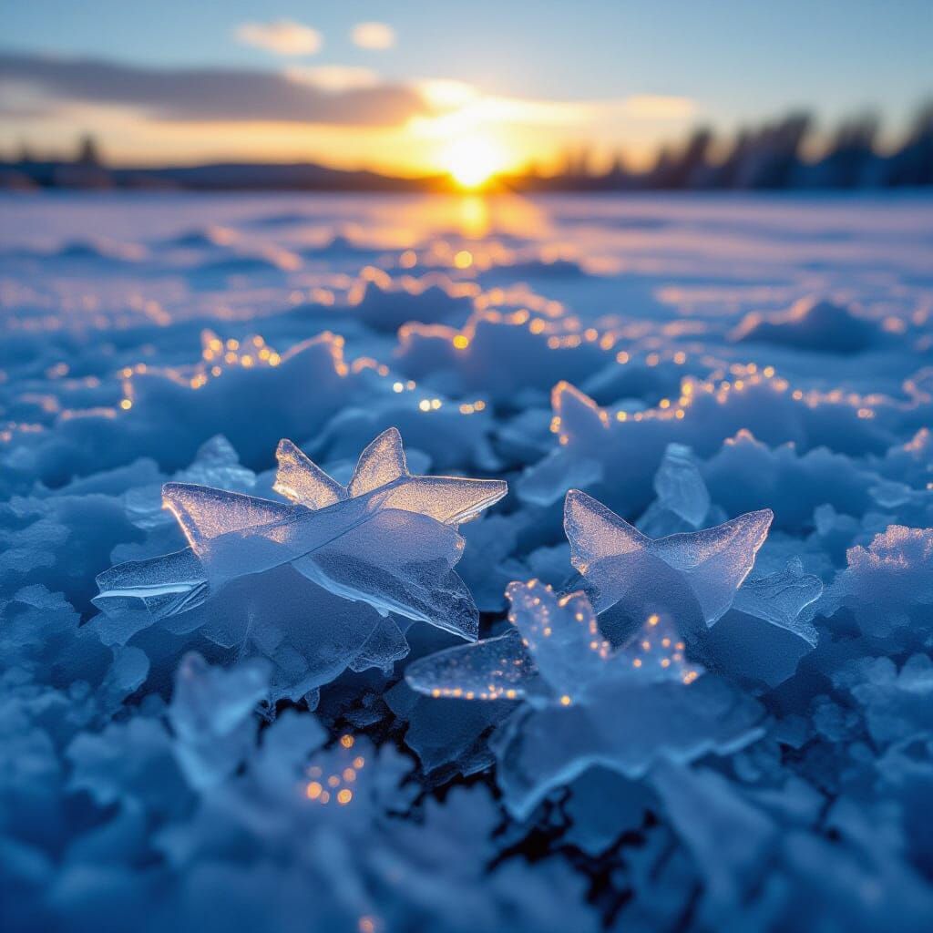Melting Ice: Sunlight on Broken Winter Landscape