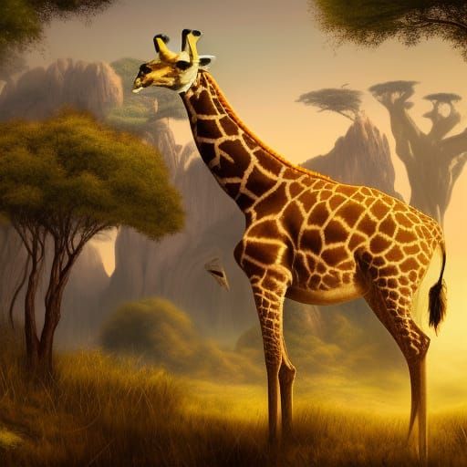 Fantastical Giraffe Kangaroo Hybrid in Detailed Matte Painti...