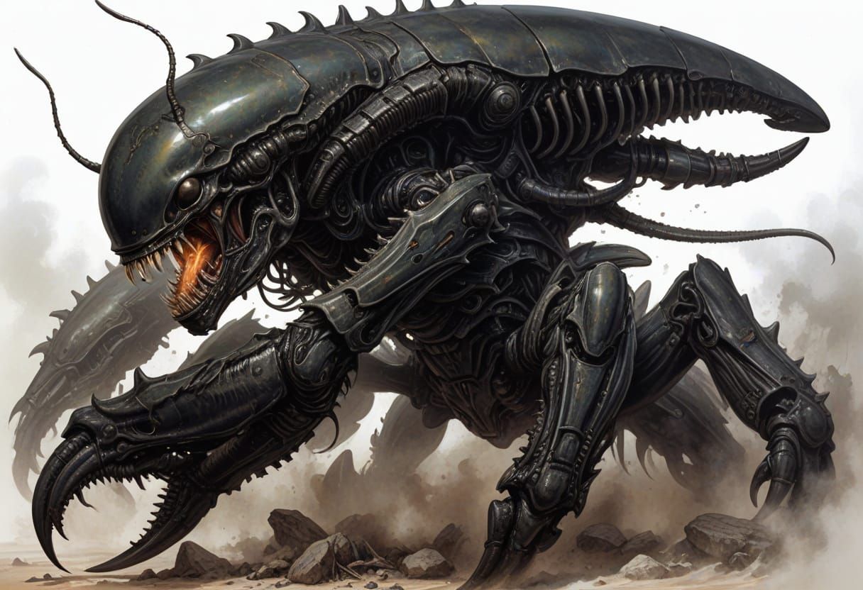 Vicious Alien Crab Xenomorph Hybrid in Heroic Fantasy Style