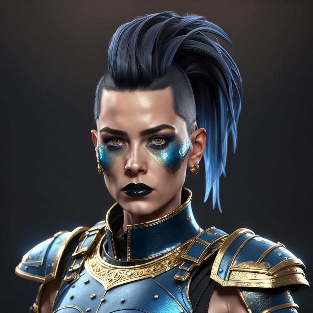 Armored Female Warrior Portrait in Hyperdetailed Digital Art