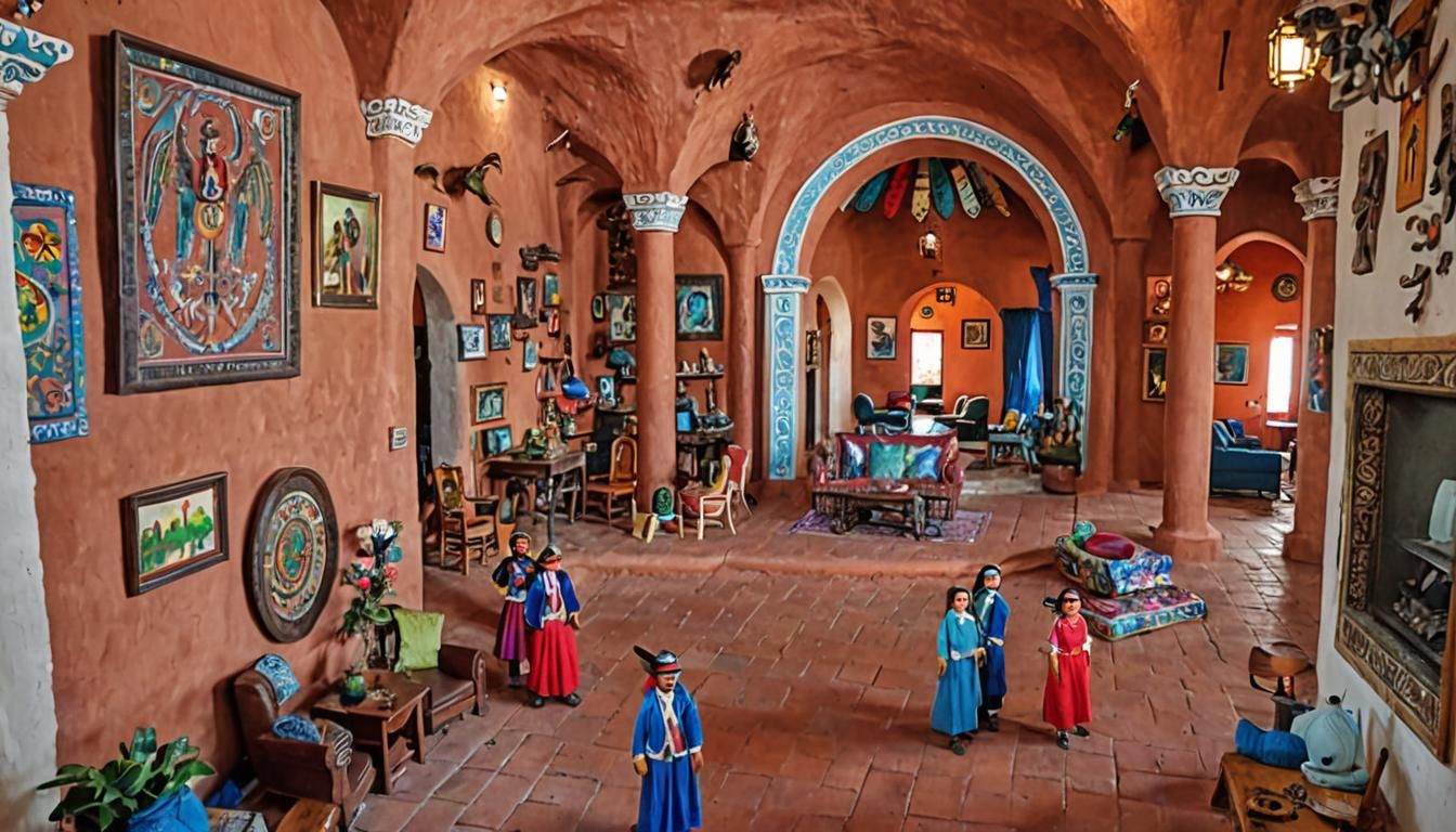 Whimsical Thunderbird Common Room in Adobe Puebla Style