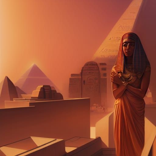 Pharaoh Portrait in Modern Egypt, Hyperdetailed Concept Art