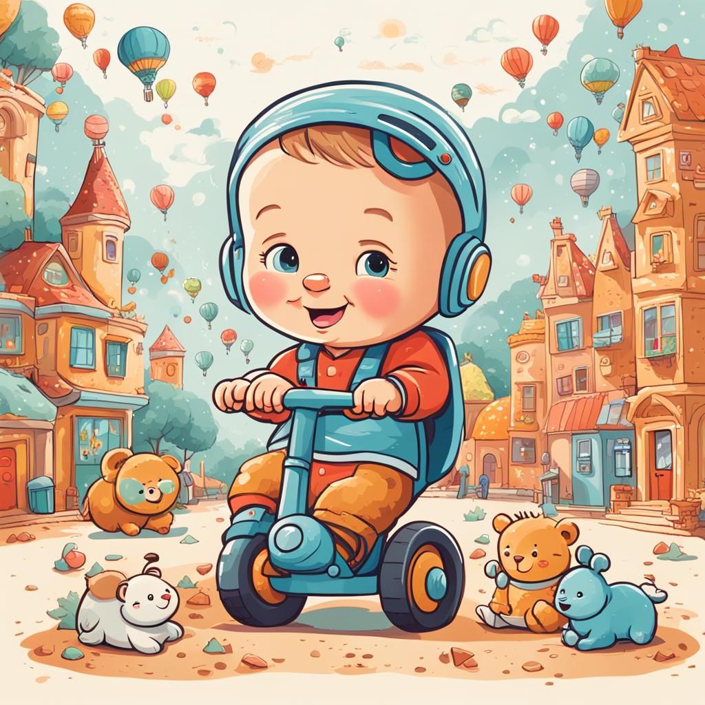 Cute Babies in Cartoon Style Illustrations