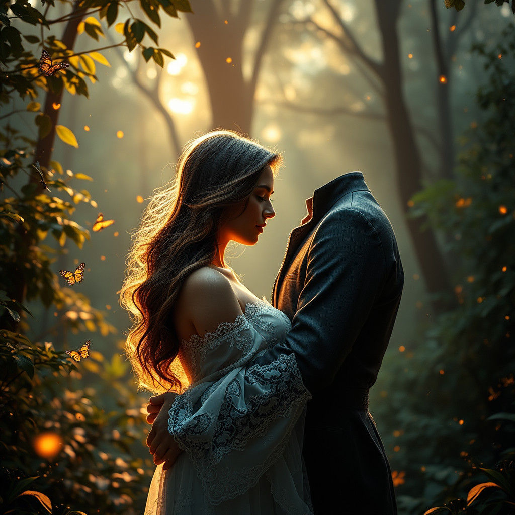Enchanted Forest Couple Portrait in Ethereal Light