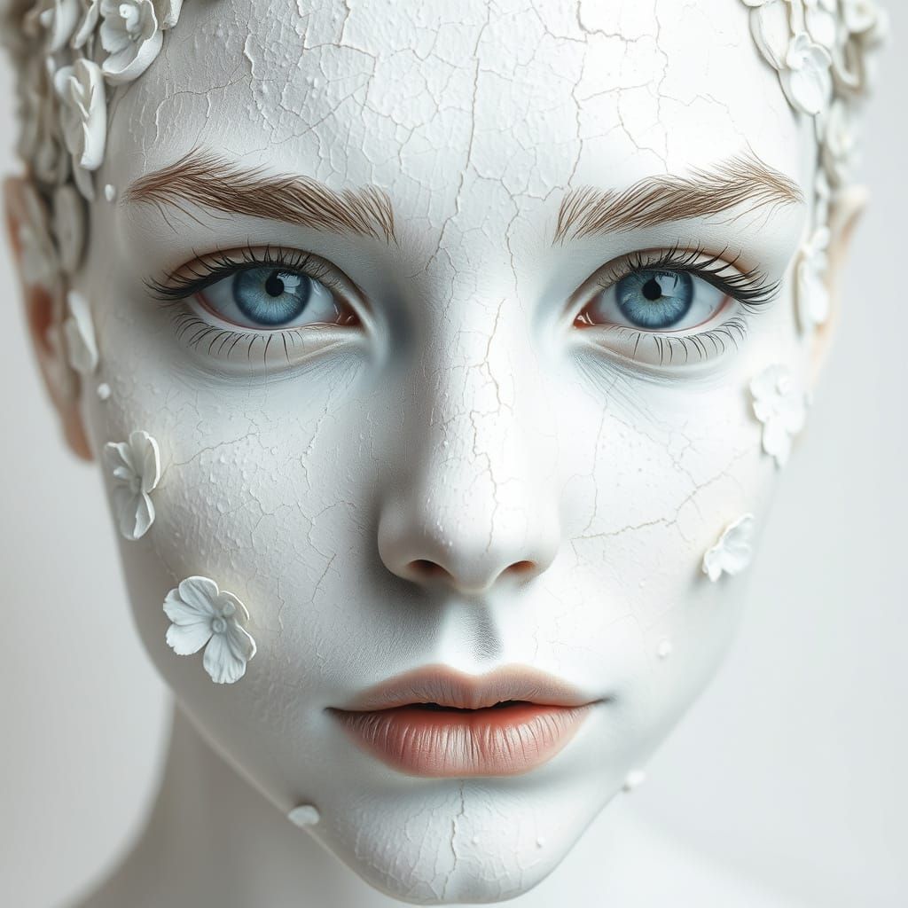 Surreal Woman with Intricate Floral Patterns