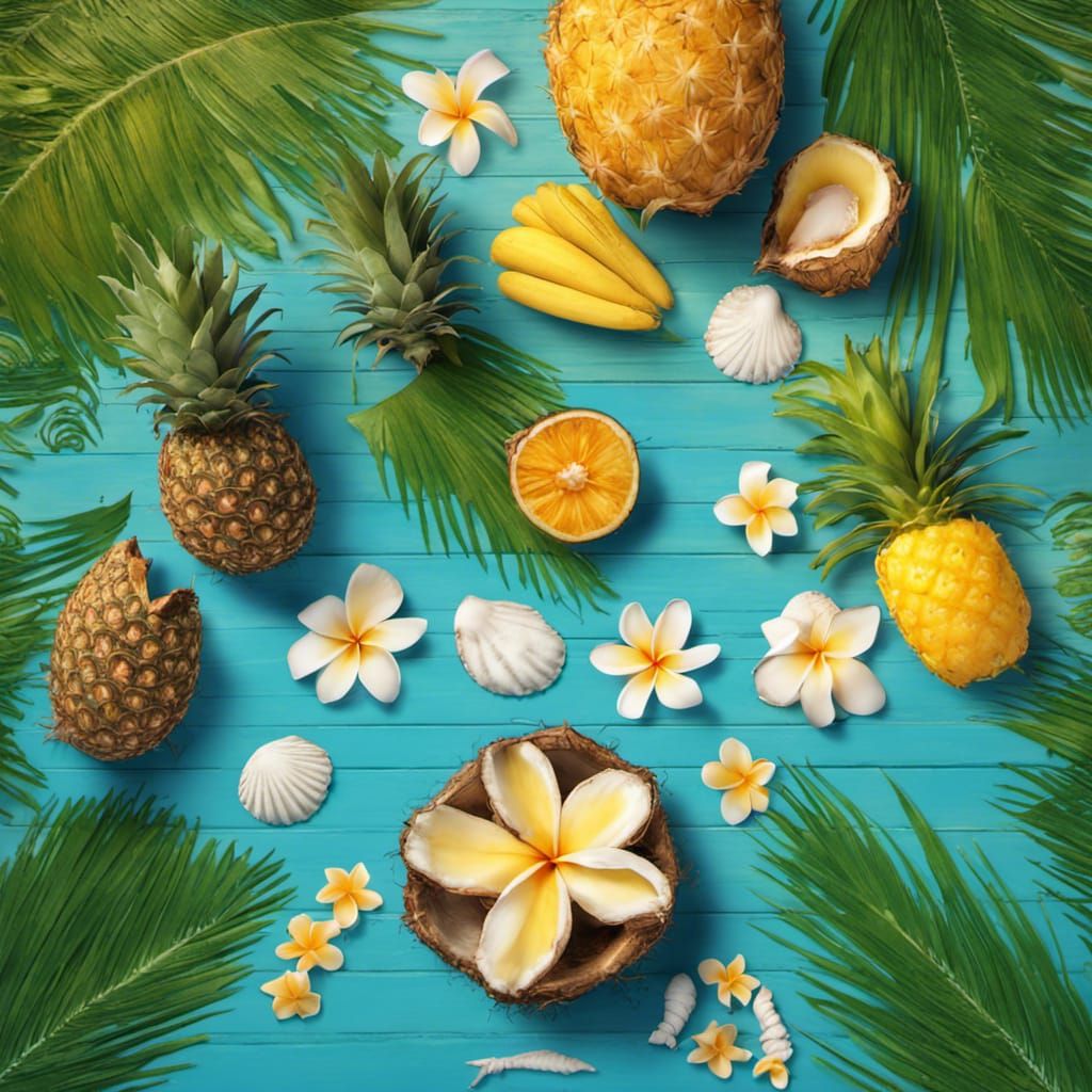 Tropical Still Life with Fruit and Shells