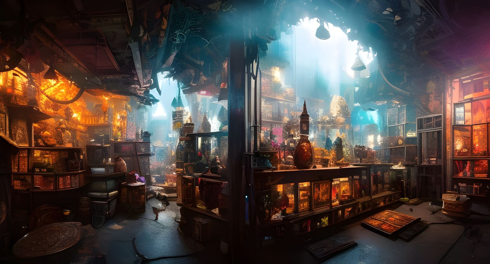 Detailed Magic Store Interior: Fantasy Art