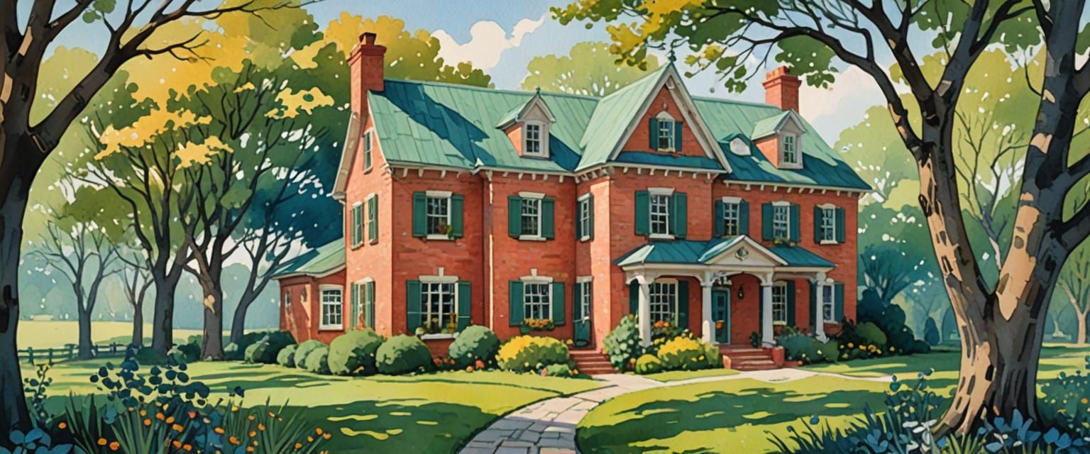 Elegant Red Brick House in Folk Art Style