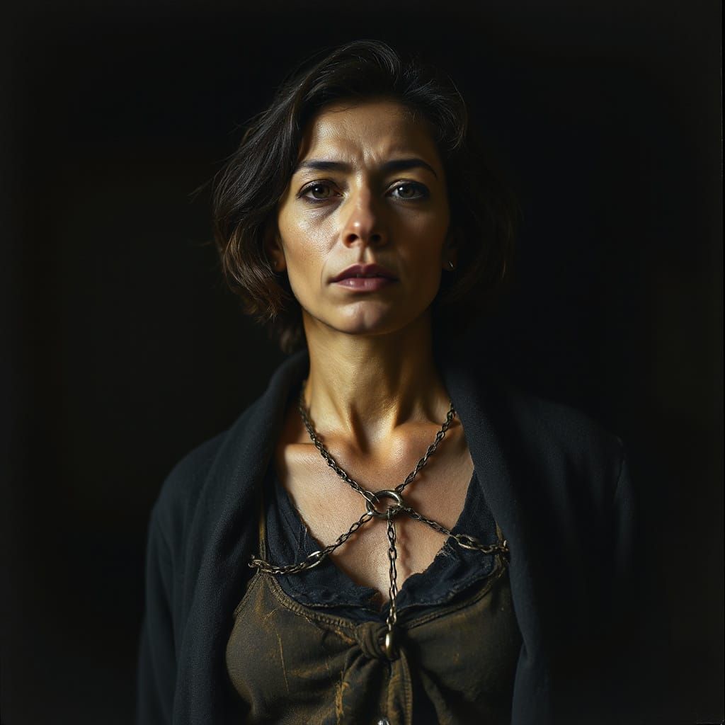 Woman's Defiance in Chiaroscuro Photograph
