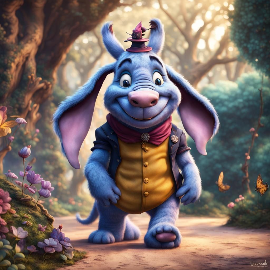 Eeyore Dragon Witch in Wonderland: Digital Art