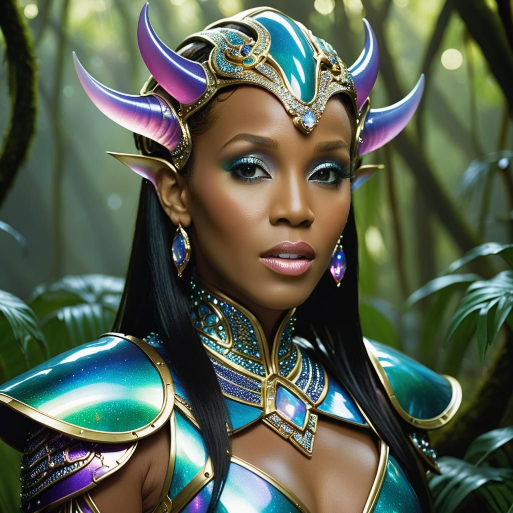 Luminescent Jungle Warrior Portrait