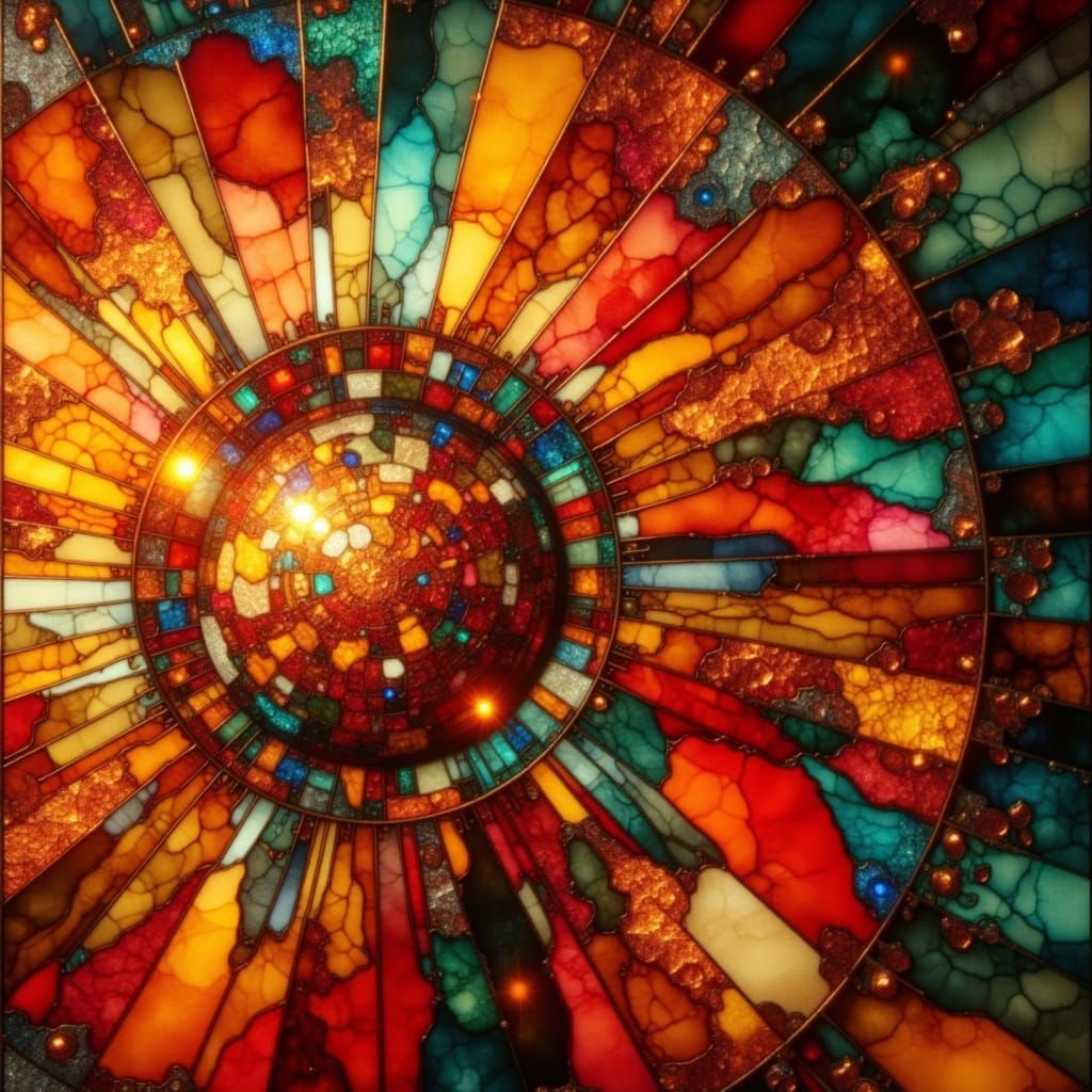 Abstract Geometric Curves in Crinkled Metallic Style